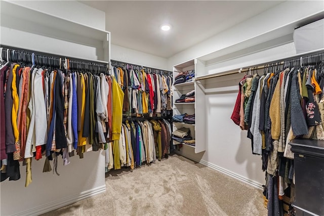 spacious closet with light colored carpet