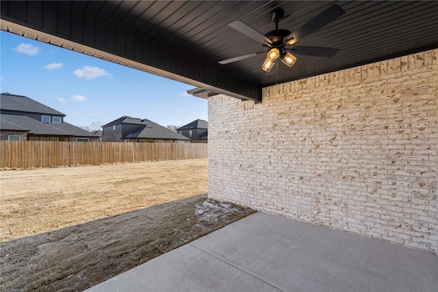 view of patio with ceiling fan