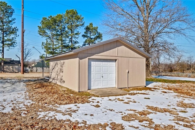 exterior space with a garage