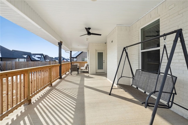 view of patio with ceiling fan