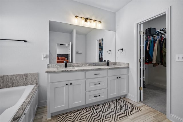 bathroom featuring vanity and a bathing tub