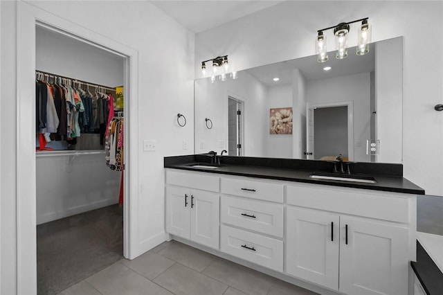 bathroom featuring vanity and tile patterned floors