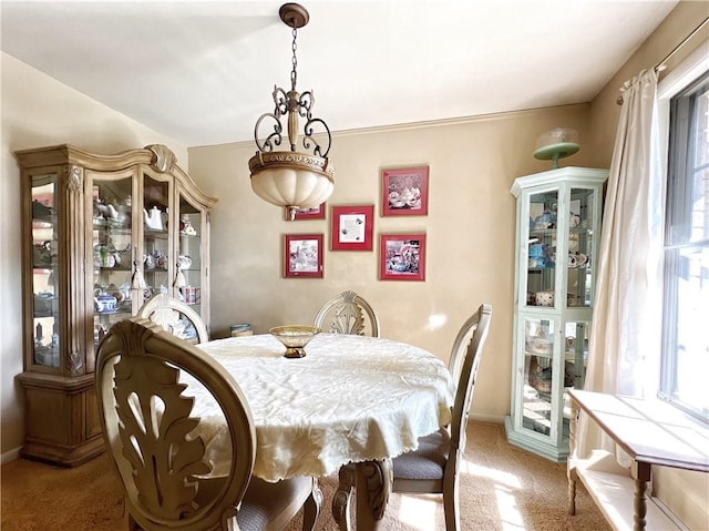 view of carpeted dining room