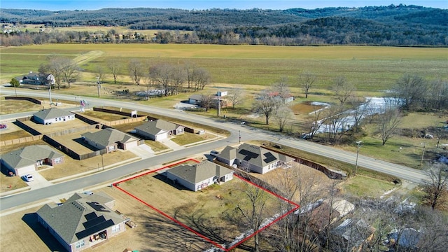 drone / aerial view with a rural view