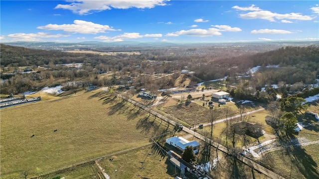 aerial view with a rural view