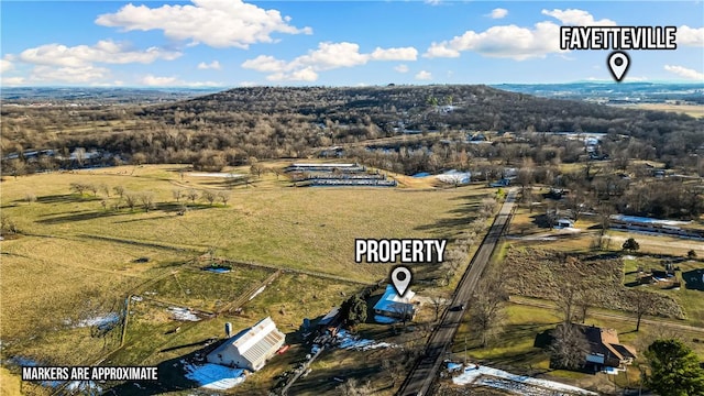 bird's eye view featuring a rural view