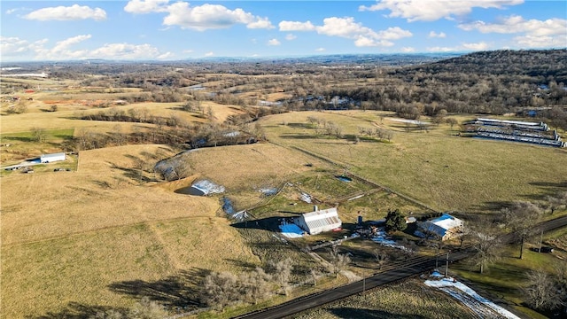 aerial view featuring a rural view