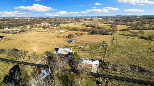 drone / aerial view with a rural view