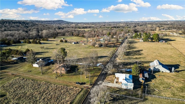 aerial view featuring a rural view