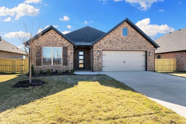 front of property with a front lawn and a garage