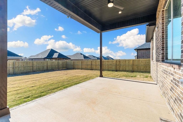 view of patio / terrace featuring ceiling fan