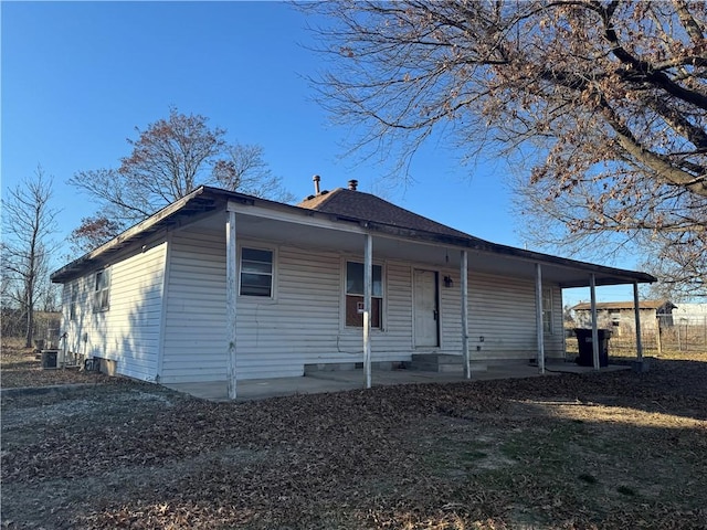 exterior space featuring central AC and covered porch