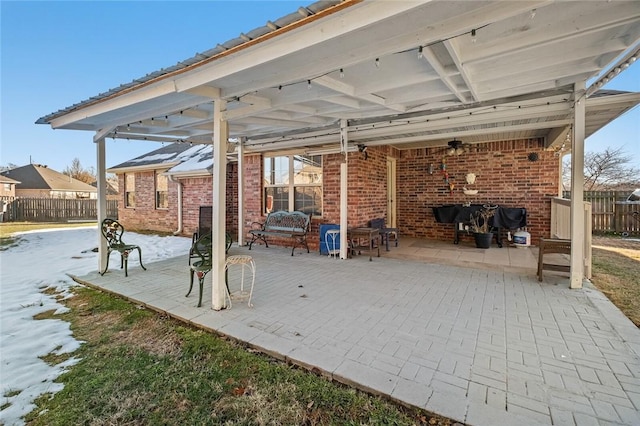 view of patio / terrace featuring ceiling fan