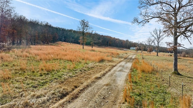 view of road featuring a rural view