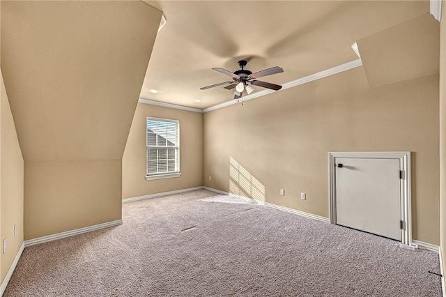 bonus room featuring carpet floors and ceiling fan