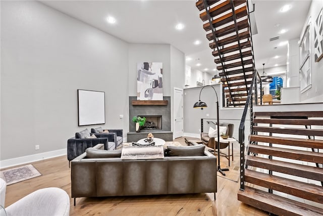 living room featuring light hardwood / wood-style flooring