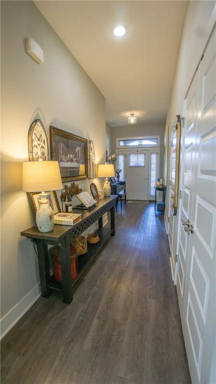 hall featuring dark hardwood / wood-style floors