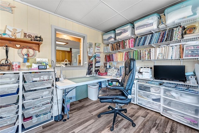 office space featuring hardwood / wood-style floors