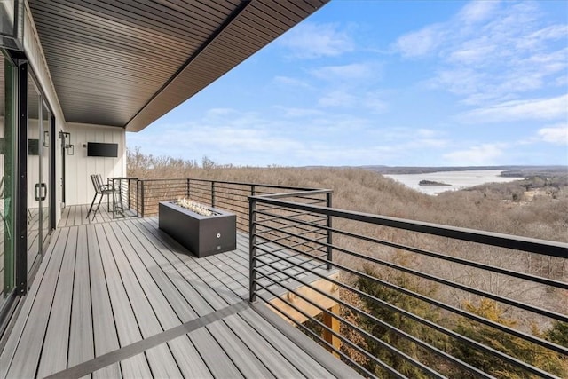 deck featuring a fire pit