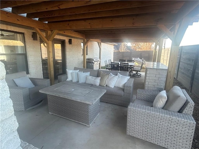 view of patio featuring an outdoor hangout area