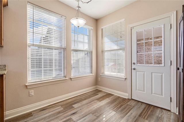 unfurnished dining area with hardwood / wood-style flooring