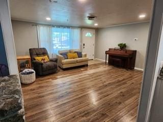 living room with hardwood / wood-style flooring