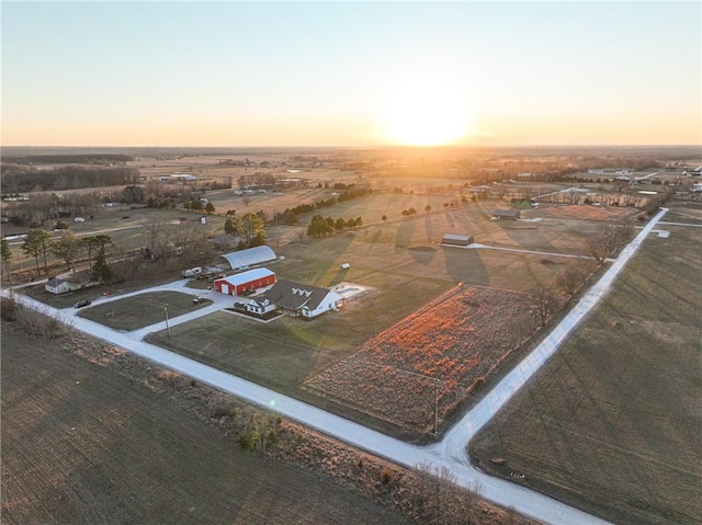 view of aerial view at dusk