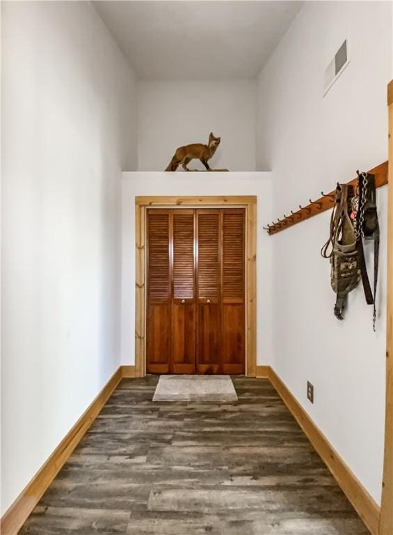 foyer entrance featuring dark hardwood / wood-style floors