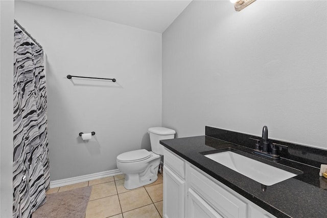 bathroom with tile patterned floors, toilet, and vanity