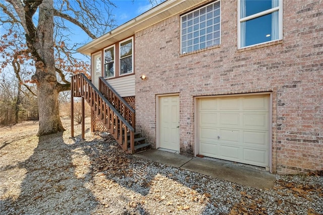 exterior space featuring a garage