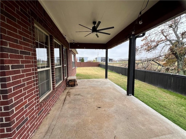 view of patio with ceiling fan