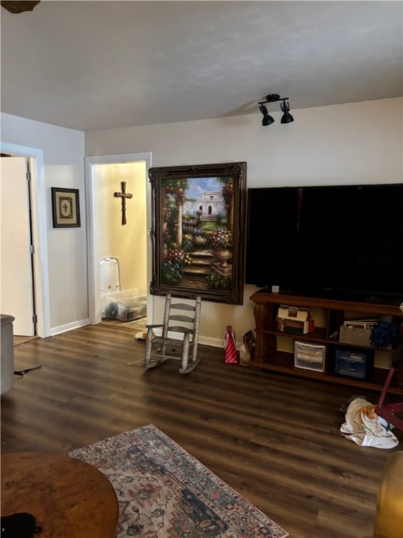 living room with hardwood / wood-style floors