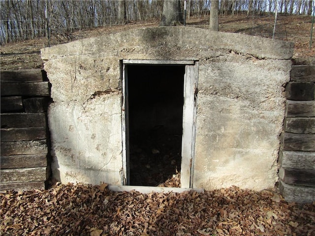 view of storm shelter