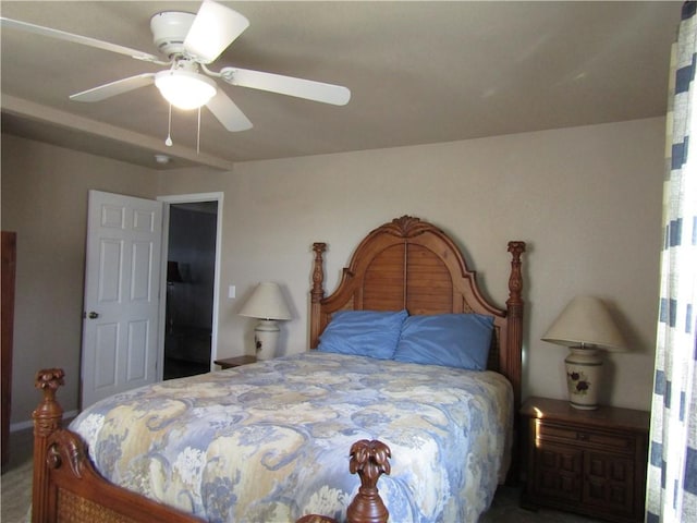 bedroom featuring ceiling fan