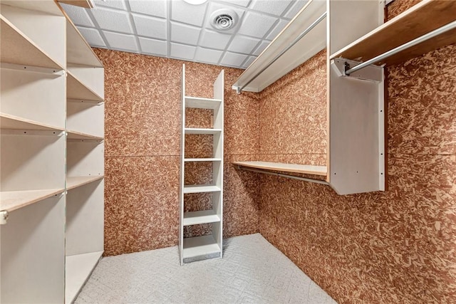 spacious closet with a drop ceiling