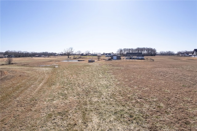 view of yard with a rural view