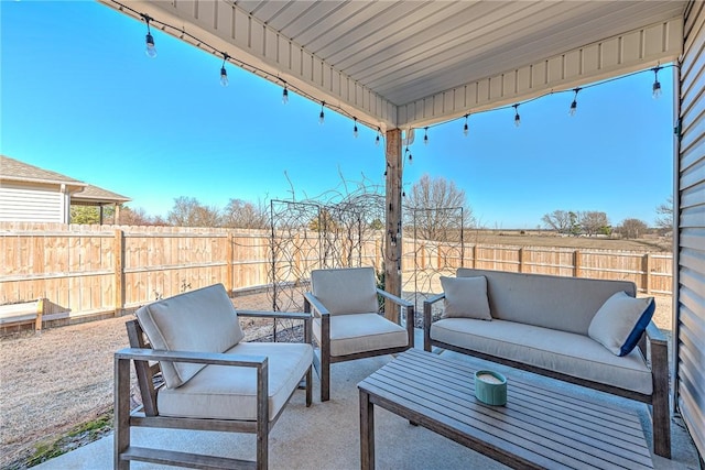 view of patio featuring an outdoor hangout area