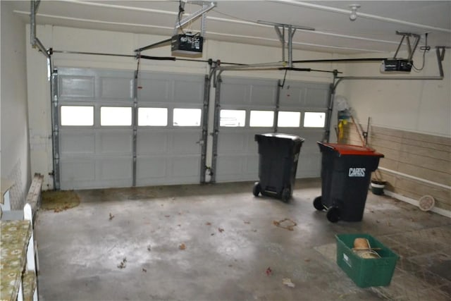 garage with a garage door opener