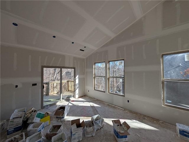 interior space featuring lofted ceiling