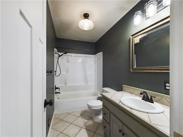 full bathroom with tile patterned flooring, vanity, toilet, and shower / bathing tub combination