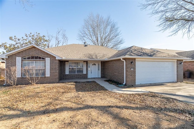 single story home with a garage