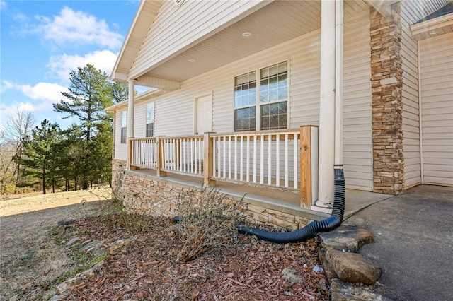 view of home's exterior with a porch