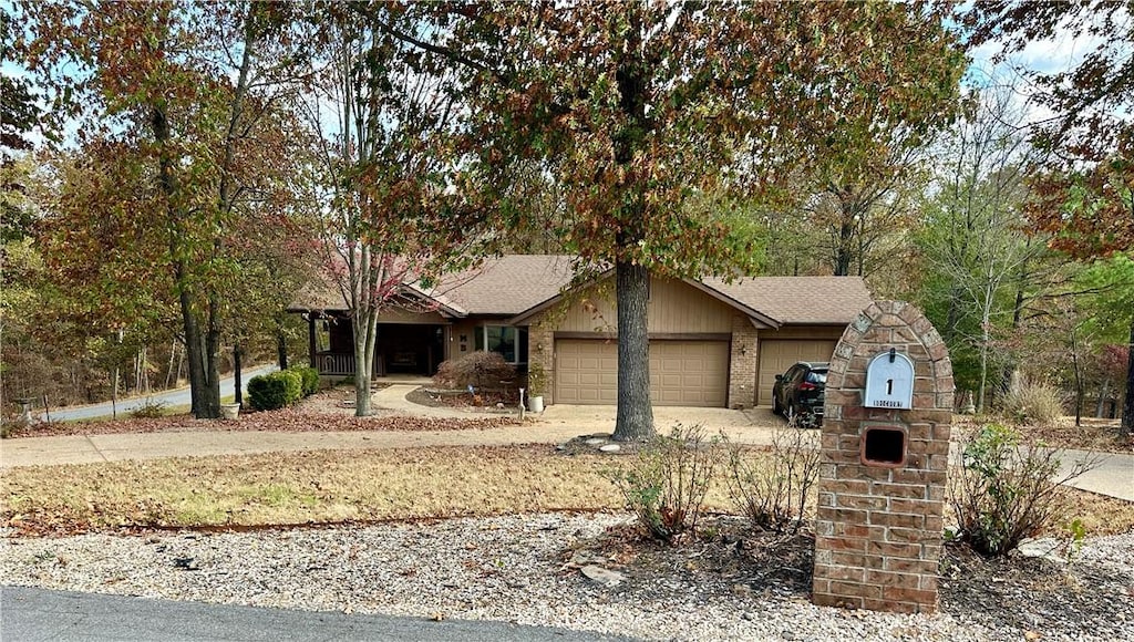 ranch-style home with a garage