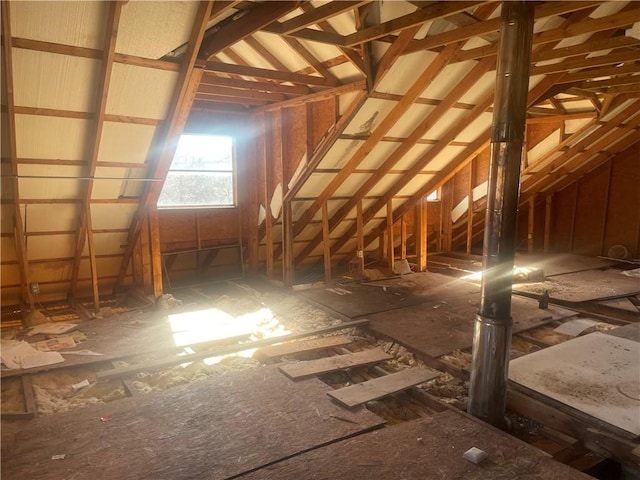 view of unfinished attic