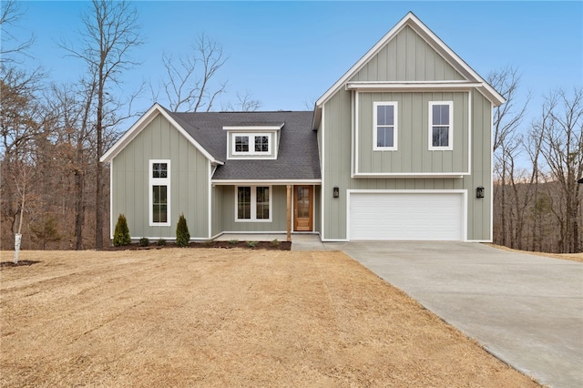 view of front of property with a garage