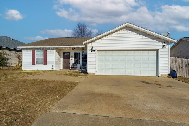 single story home featuring a garage