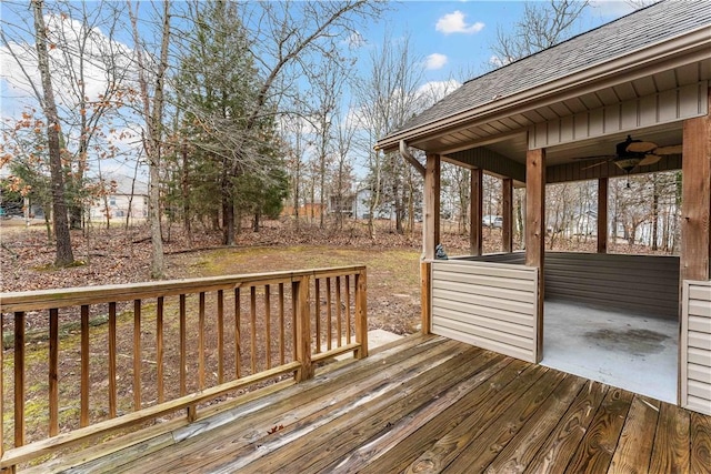 deck featuring ceiling fan