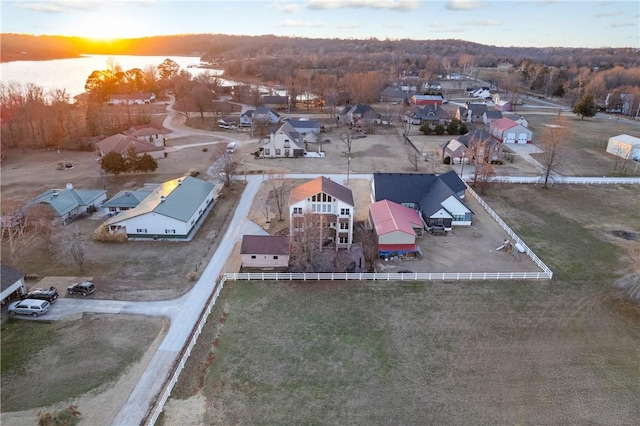 view of aerial view at dusk