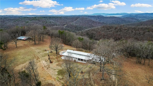 aerial view with a mountain view