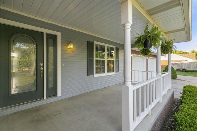 view of patio featuring a porch